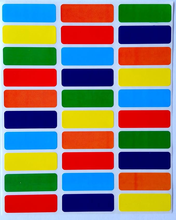 Small Sticky Labels White Rectangular Labels 1" x 0.375 + Bonus Color Labels - White Coding Labels for Printer Produce Excellent Results with Laser Printer-Template Included! 1660 Pack