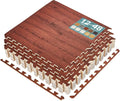 Sorbus Wood Grain Floor Tiles Foam Mat EVA Interlocking Mats Tile 3/8-Inch Thick Flooring Wood Puzzle Exercise Mats w/Borders - Home Playroom Basement, Apartment, Trade Show, Baby, Dance