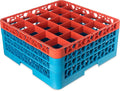 CFS RG25-3C412 OptiClean 25 Compartment Glass Rack with 3 Extenders, 8.72", Polypropylene, Orange/CFS Blue