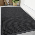 Smiry Front Door Mat Outside Entrance, Heavy Duty Natural Rubber Doormat, Non Slip, Trap Dirt and Moisture, Easy Clean, Low Profile Welcome Floor Mats for Indoor Outdoor Entry, 59x34 Inch, Black