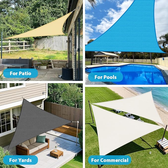 Amagenix Sun Shade Sail 12'X16'X20' Curved Edge Outdoor Shade Canopy Dark Grey Breathable 95% UV Block Shade Cloth for Patio Garden Backyard (We Make Custom Size)