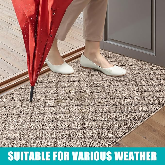 Azadx 3'x5' Front Entryway Door Mat Non Slip Indoor Door mats Washable Entry Mats Welcome Doormat Dirt Trapper for House Entry Low Profile Doormat Indoor Entrance Mat