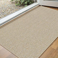 Ultra Thin Door Mat Indoor Entrance 17"x29", Low-Profile Indoor Door Mat, Non Slip Entry Mat Rubber Backing Unique Herringbone Design Inside Doormat Dirt Trapper Entryway Mats, Beige
