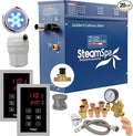 SteamSpa 6kW Quickstart ACU-Steam Bath Generator, Touch Pad Control Panel, Steamhead, Pressure Relief Valve, LED Light, Filter, Built in Auto Drain and Plumber Ready Quick Install Kit EXT600BN-A