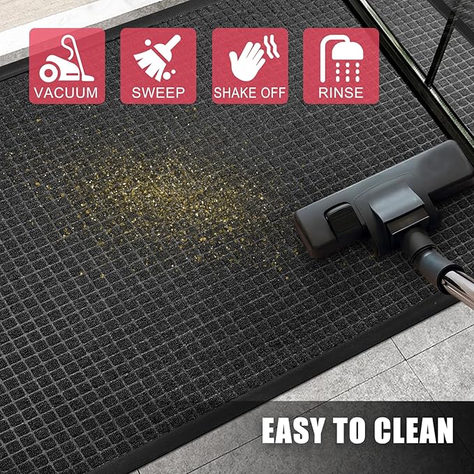 Kuyal Front Door Mat, 4'*6' Door Mat for Inside Outside Entrance,Waterproof Welcome Mats with Non-Slip Backing, Indoor Outdoor Entryway, Commercial Floor Mats, Durable & Easy to Clean, Dark Gray