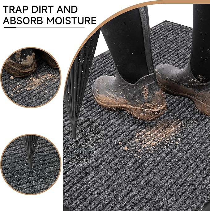 Durable Indoor Outdoor Door Mats for Entryway, Heavy Duty Front Door Mat, 72" x 36" Low Profile Welcome Mats for Entry, Stain and Fade Resistant Indoor Outdoor Entrance Mat