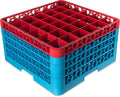 CFS RG36-4C410 OptiClean 36 Compartment Glass Rack with 4 Extenders, 10.3", Polypropylene, Red/CFS Blue