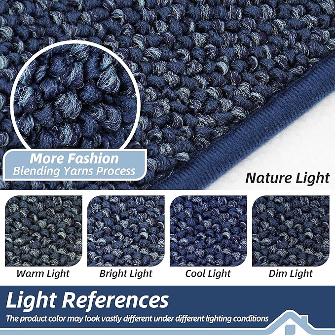 BEQHAUSE Dirt Trapper Door Mat 24" x 36", Non-Slip Washable Doormats Entrance Mat, Dirt Resistant and Absorbent Welcome Mat, Low Profile Floor Mats for Front Back Door and Entryway, Blue