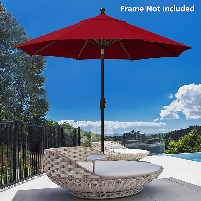 EliteShade USA 9FT Patio Umbrella Replacement Covers 8 Ribs Market Umbrella Canopy Cover (CANOPY ONLY) (Burgundy)