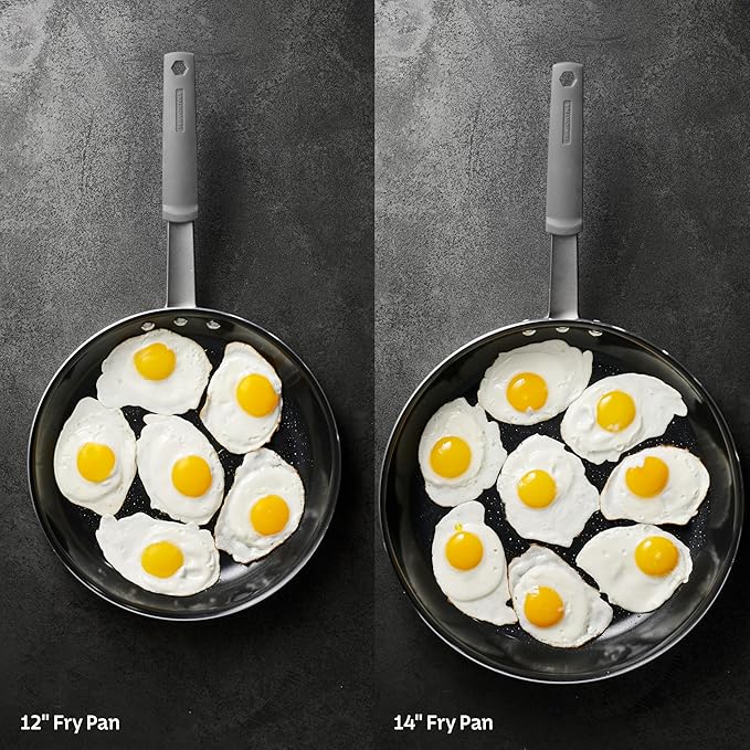 Tramontina Professional 12-Inch Non Stick Large Frying Pan, Heavy-Gauge Aluminum Skillet with Reinforced Nonstick Coating, Gray Handle, Dishwasher and Oven Safe