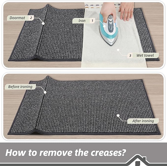 BEQHAUSE Dirt Trapper Door Mat 24" x 60", Non-Slip Washable Doormats Entrance Mat, Dirt Resistant and Absorbent Welcome Mat, Low Profile Floor Mats for Front Back Door and Entryway, Charcoal
