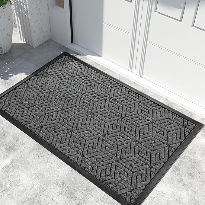Yimobra Extra Large Door Mat 60x36, All-Weather Waterproof Outdoor Mats for Front Door, Non Slip Rubber Doormat for Patio Proch Outside Entryway Indoor, Gray