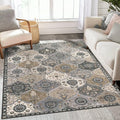Lahome Moroccan Trellis Washable Area Rugs, 3x5 Rug for Bedroom Entryway Indoor Non-Slip, Small Oriental Accent Carpet for Living Room Kitchen Office, Grey