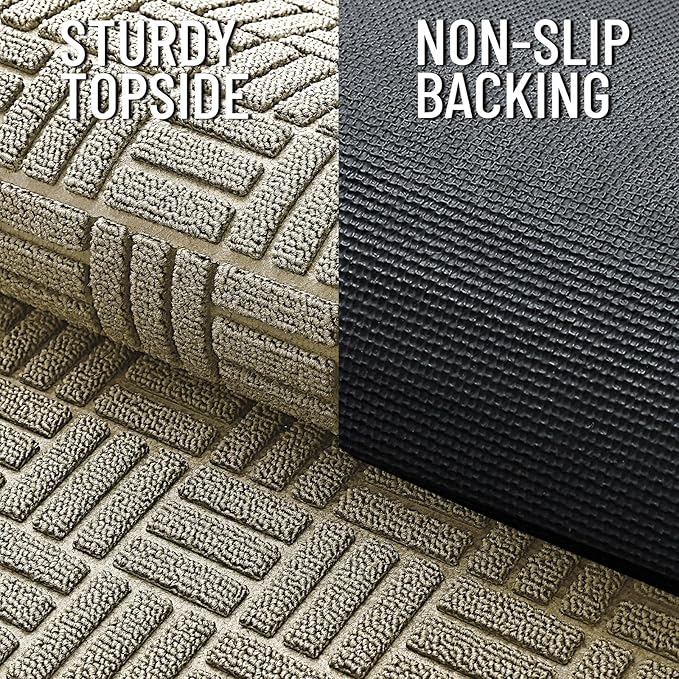 OLANLY Front Door Mat Outside Entrance 71x47, Absorbent, Heavy Duty Sturdy Natural Rubber Doormat Indoor Outdoor, Stain and Fade Resistant, Non-Slip Backing Low Profile Floor Mat for Entryway, Beige