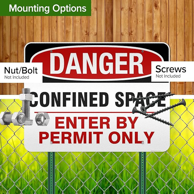 Danger Confined Space Enter By Permit Only Sign, 36x48 Inches, Reflective, Rust Free DiBound, Fade Resistant, Made in USA by My Sign Center