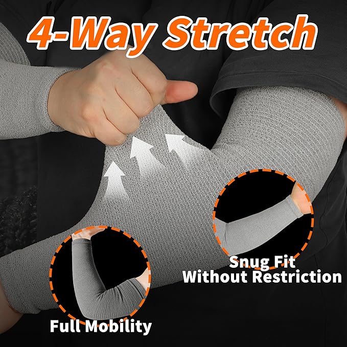Schwer 2 Pairs 15.4in Thermal Arm Warmers Knitted with Down Yarn, S920 Soft and Skin-Friendly Arm Sleeves for Men & Women, Can Be Used As Inner Liner For Cut-Resistant Arm Guards, Grey