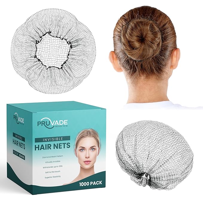 1000 Pack Invisible Hair Nets for Women & Men | Elastic 24" Mesh Hair Net for Buns, Long Hair & Short Hair - Hairnets for Ballet Dancers, Sleeping, Wig Storage, Food Service & More