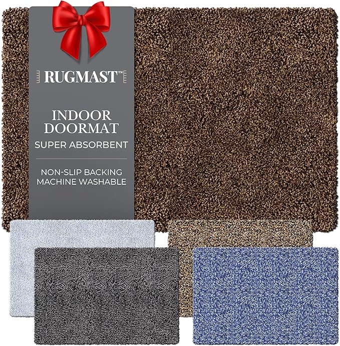 Premium Microfiber Indoor Door Mat – 32"x48" Washable Entry Mat, Non-Slip, Waterproof Backing, Super Absorbent, Low Profile Entryway Doormat for Indoor Entrance