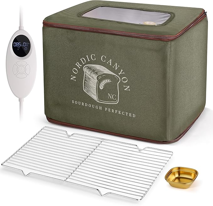 Bread Proofing Box – Sourdough Proofer with Temperature Control 68–120°F & 24-Hour Timer, Foldable Countertop Bread Proofer for Dough Fermentation (Green)