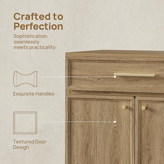 SICOTAS Buffet Cabinet with Storage Large Accent Storage Cabinet with Doors and Shelves 90" Modern Farmhouse Sideboard Credenza Buffet Table Coffee Bar for Living Room Kitchen Dining Room Entryway