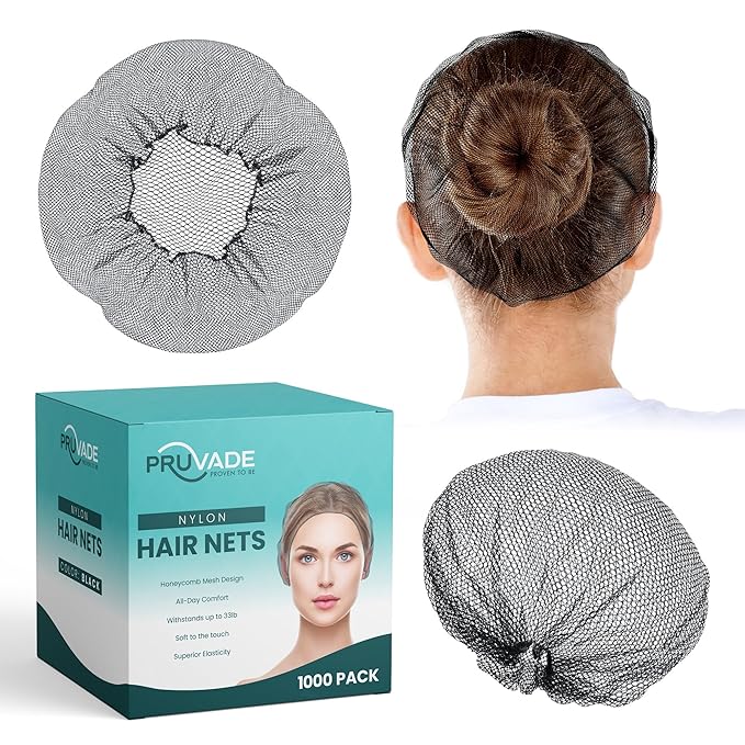 Nylon Hair Nets for Women & Men | 300 Pack | 24" Honeycomb Mesh Hair Net for Food Service, Medical & Industrial Use - Breathable & Sturdy for Bun Hair, Most Long & Short Hair - Latex Free