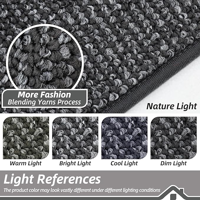 BEQHAUSE Dirt Trapper Door Mat 17" x 30", Non-Slip Doormats (Rolled-Up NO Creases) Washable Entryway Rugs, Dirt Resist and Absorbent Welcome Mat, Low Profile Floor Mats for Front Back Door, Charcoal