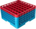 CFS RG49-4C410 OptiClean 49 Compartment Glass Rack with 4 Extenders, 10.3", Polypropylene, Red/CFS Blue