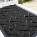 OLANLY Front Door Mat Indoor Outdoor Entrance, Waterproof All-Season, All-Weather Doormat, Sturdy Natural Rubber, Low Profile, Easy Clean Patio Porch Entryway Mat, Herringbone Brick (Black, 71x47)