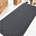 OLANLY Front Door Mat Outside Entrance 59x23, Absorbent, Heavy Duty Sturdy Natural Rubber Doormat Indoor Outdoor, Non-Slip, Stain and Fade Resistant, Low Profile Floor Mat for Entryway, Black Gray