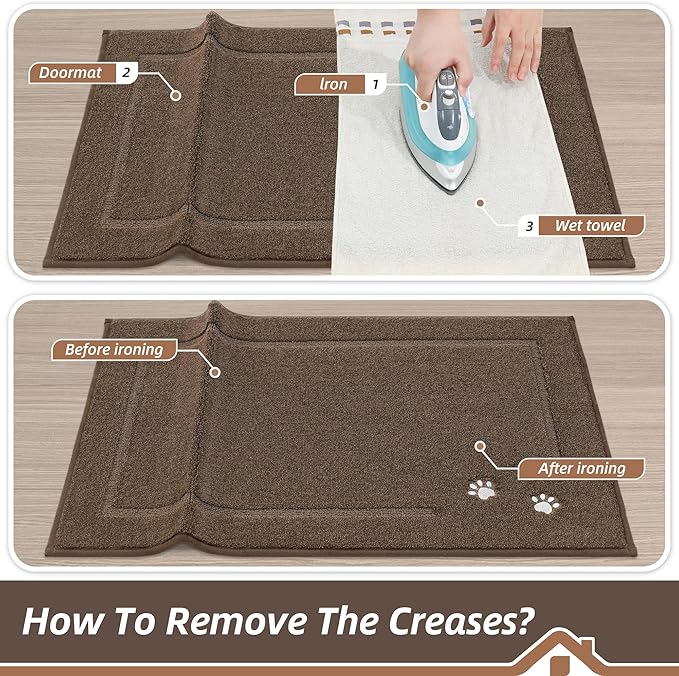 BEQHAUSE Dog Door Mat for Muddy Paws 20"x32" Dirt Trapper Absorbent Doormat Non Slip Entryway Rugs Washable Stain Resistant Welcome Floor Mat Soft Low-Profile for Front Back Door, Brown