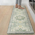 GENIMO Kitchen Mats for Floor, Washable Anti Fatigue Mat for Cushioned, 17.3"x59", Waterproof Kitchen Rugs, Non Slip Foam Comfort Standing Mat Rug for Home, Runner, Sink, Laundry, Light Green