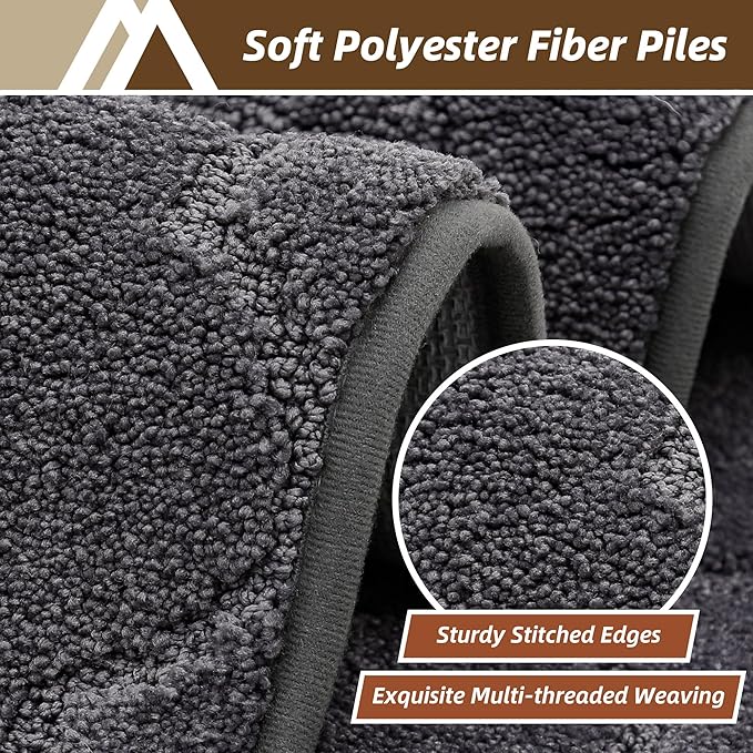COSY HOMEER Kitchen Rugs 24"x36" Non-Slip Washable Kitchen Mats for Floor Absorbent Kitchen Carpet Soft Rugs for Kitchen,Sink Mat,Entrance,Area Rug,Dark Grey