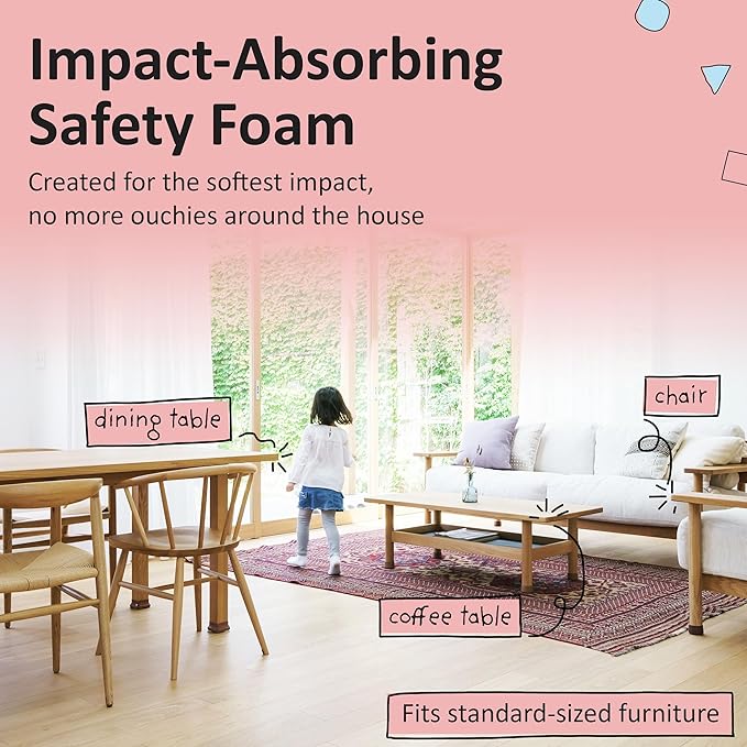 Bebe Earth Baby Proofing Edge and Corner Guard Protector Set for Back to School, 16.4 ft Edges & 4 Foam Corners, Furniture and Table Child Baby Proof Bumpers, Pre-Taped Corner Cushions - Onyx Black