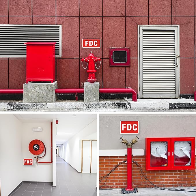 FDC Sign, 2 Pack FDC Sign Outdoor Aluminum Metal Sign, FDC Signs for Fire Department Connection, UV Protected Weather Resistant and Easy to Install (Size: 10x7 inches)