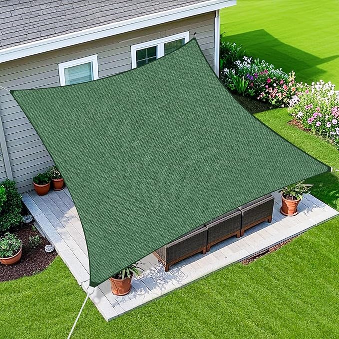 Amagenix Sun Shade Sail 14X26 Curved Edge Outdoor Shade Canopy Dark Green Breathable 95% UV Block Shade Cloth for Patio Garden Backyard (We Make Custom Size)
