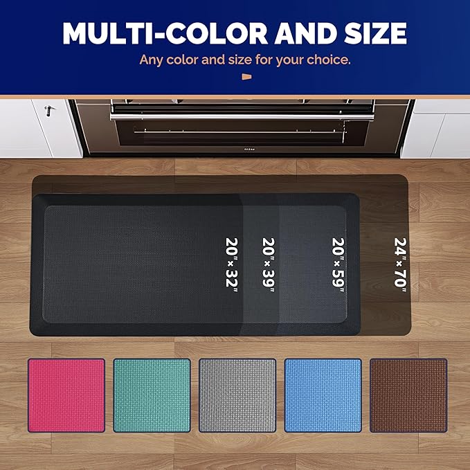 FEATOL Anti Fatigue Mat for Standing, 9/10 Extra Thick Ergonomic Standing Desk Mat, Comfort & Durable Memory Foam Standing Mat at Home,Office All Day (20" x 39", Black, 1PC)