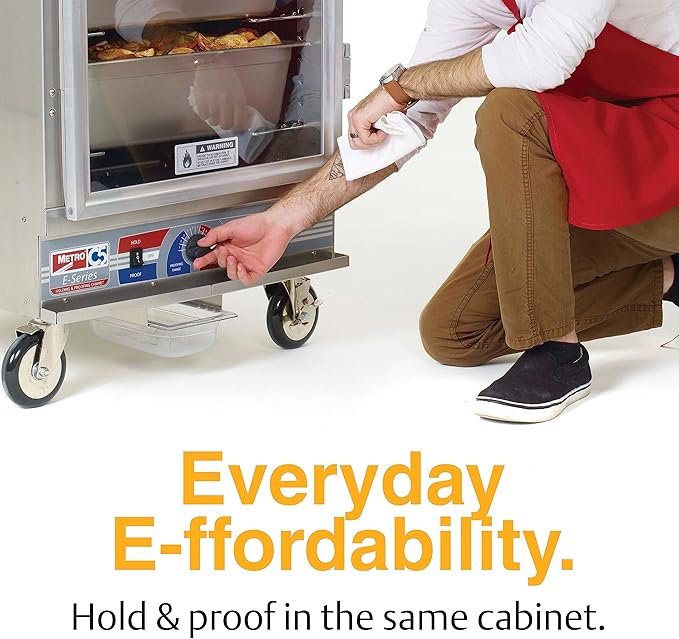 METRO C5 E-Series Non-Insulated Holding and Proofing Cabinet with Adjustable Universal Slides - 24 Food Pan Capacity - Full-Height, Easy-Open, Reversible Door - NSF and UL Listed