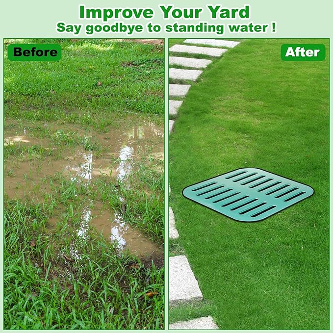 Catch Basin for Drainage 16x16x16.5 Inch Large Drainage Basin with Grate & Debris Basket, French Drain Kit Without Reserved Hole for Yard, Downspout, Lawn, Municipal Pipeline