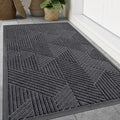 Smiry Front Door Mat Outside Entrance, Heavy Duty Sturdy Natural Rubber Doormat, Trap Dirt and Moisture, Easy Clean Low Profile Welcome Floor Mats for Indoor Outdoor Entry, 47x23 Inch, Medium Grey