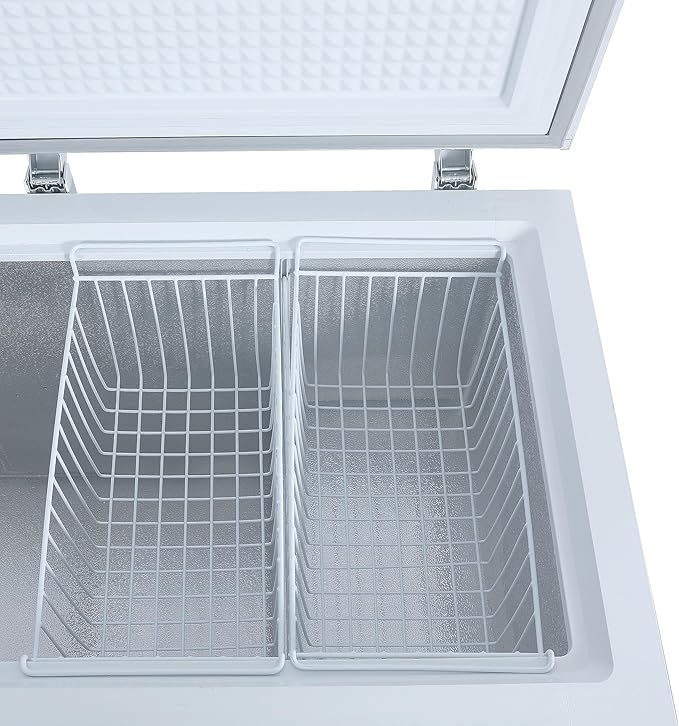 Hamilton Beach 25 Cu. Ft. Garage Ready Chest Freezer, White Deep Freezer, Adjustable Thermostat, Easy Defrost Drain, Double Door Lid, for Storage, Hunting, Large Family - 29"D x 79"W x 38"H