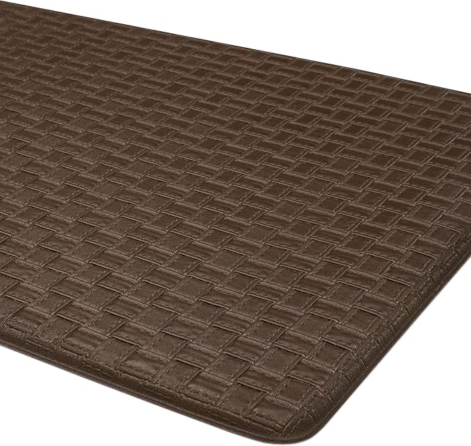 Achim Home Furnishings Woven-Embossed Faux-Leather Anti-Fatigue Mat - 18in x 30in - Espresso