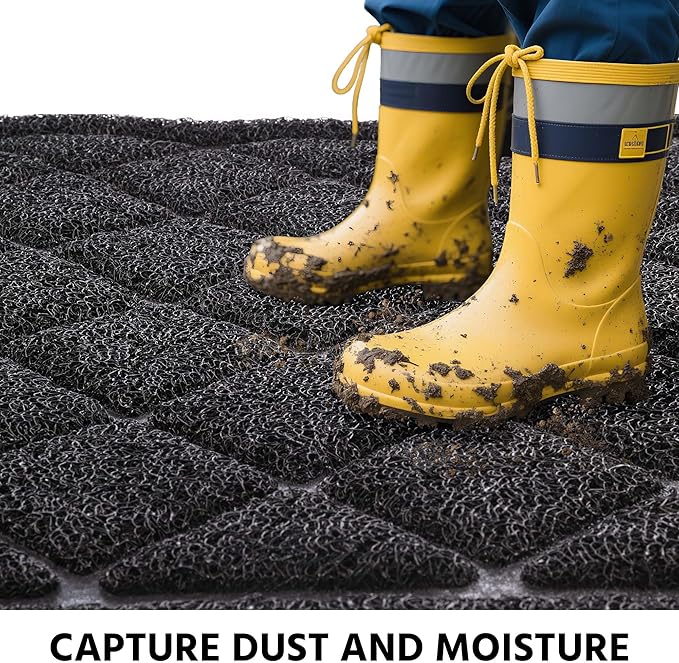 Front Door Mat Indoor Outdoor Entrance, 24" x 60" All-Season Heavy Duty Waterproof Doormat, Non-Slip Absorbent Entryway Mat, Easy to Clean, Low Profile Commercial Floor Mat for Indoor Outdoor