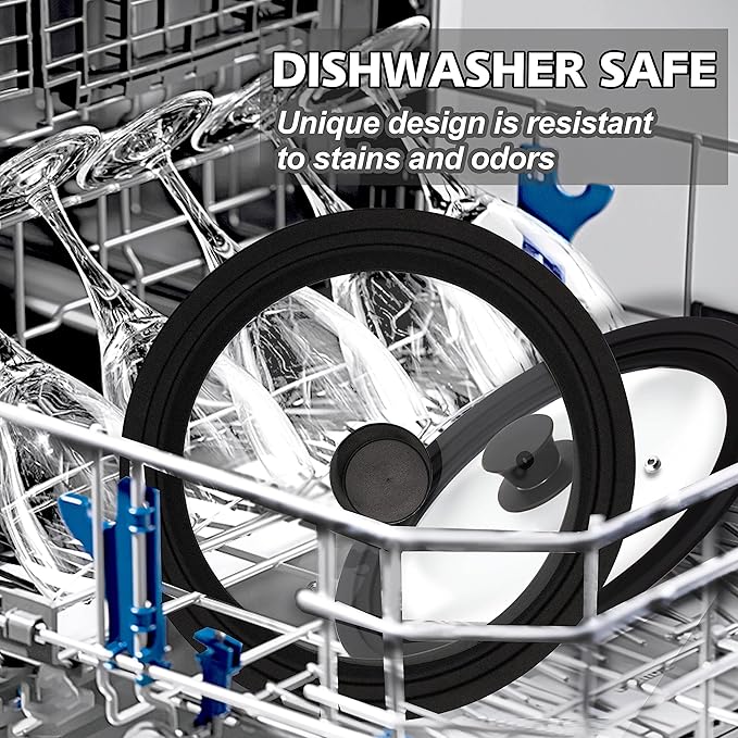 Tempered Glass Lid - Universal Lid with Heat Resistant Silicone Rim for Pots, Pans and Skillets - Pan Cover Replacement Lid Fits 8", 8.5" and 9.5" Diameter Cookware