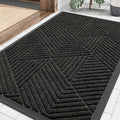 Smiry Front Door Mat Outside Entrance, Heavy Duty Sturdy Natural Rubber Doormat, Trap Dirt and Moisture, Easy Clean Low Profile Welcome Floor Mats for Indoor Outdoor Entry, 35X23 Inch, Charcoal