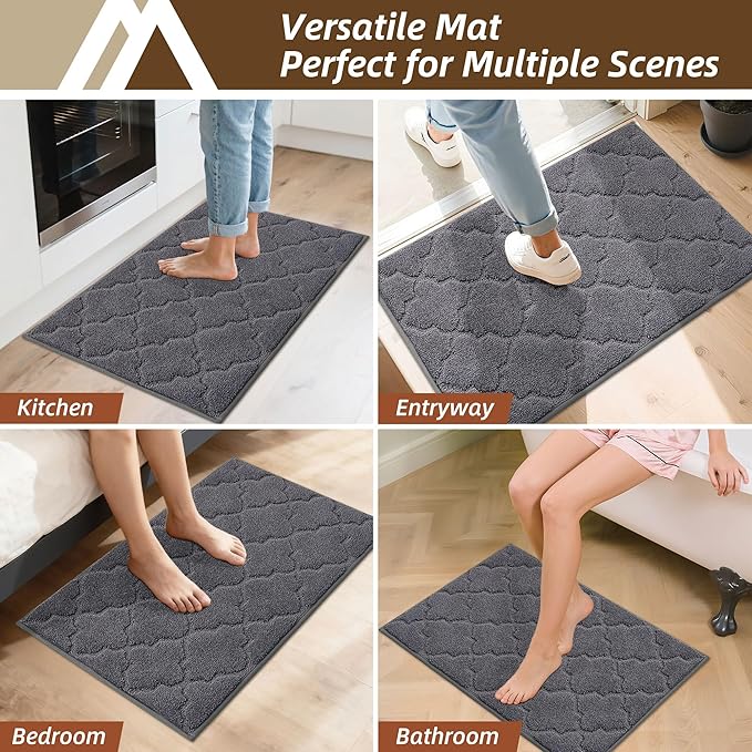 COSY HOMEER Kitchen Rugs 24"x36" Non-Slip Washable Kitchen Mats for Floor Absorbent Kitchen Carpet Soft Rugs for Kitchen,Sink Mat,Entrance,Area Rug,Dark Grey
