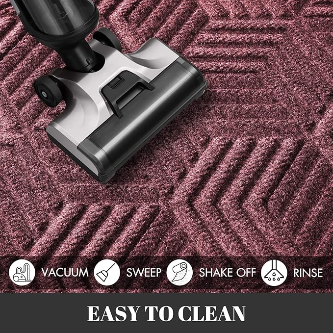 Yimobra Extra Large Door Mat 36x24, All-Season Waterproof Outdoor Mats for Front Door Entrance with Drainage Holes, Heavy Duty Non-Slip Doormat for Garage Patio Entryway Indoor, Red
