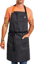 hedley & bennett Essential Apron - Adjustable Bib Chef Apron with 3 Pockets & Towel Loop - 65/35 Polycotton Twill - Top Chef
