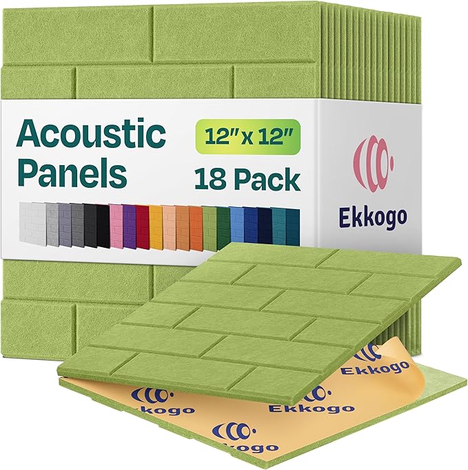 Acoustic Panels 18-Pack Soundproof Wall Panels 12"X12"X0.4" Brick Style Sound Panels Premium Sound Dampening Panels Easy Self Adhesive Installation - [Gin Green]