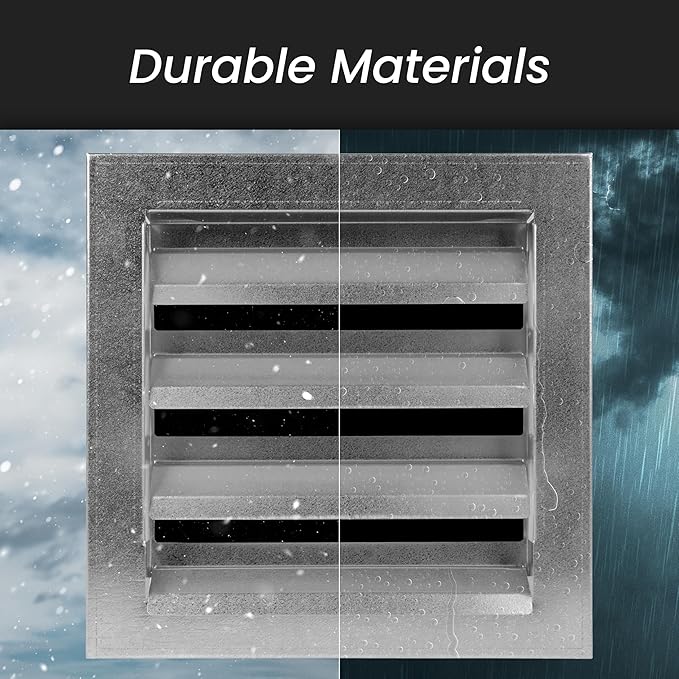 Repa Market 8" x 8" Inch Heavy Duty Galvanized Steel Exhaust Vent - Air Intake Wall Louvered Vent Grille - Outdoor/Indoor HVAC Vent Register - HVAC Crawl Space Durable Air Gable Vent