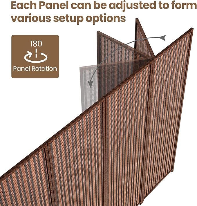 6 Panel Room Divider and Extra Wide Folding Privacy Screen, 94.5" W x 67" H, Bamboo Room Divider for Room Separation.